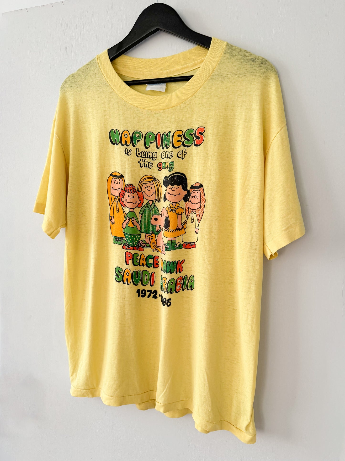 1980s Peanuts Happiness Peace Hawk Tee , Made in U.S.A.