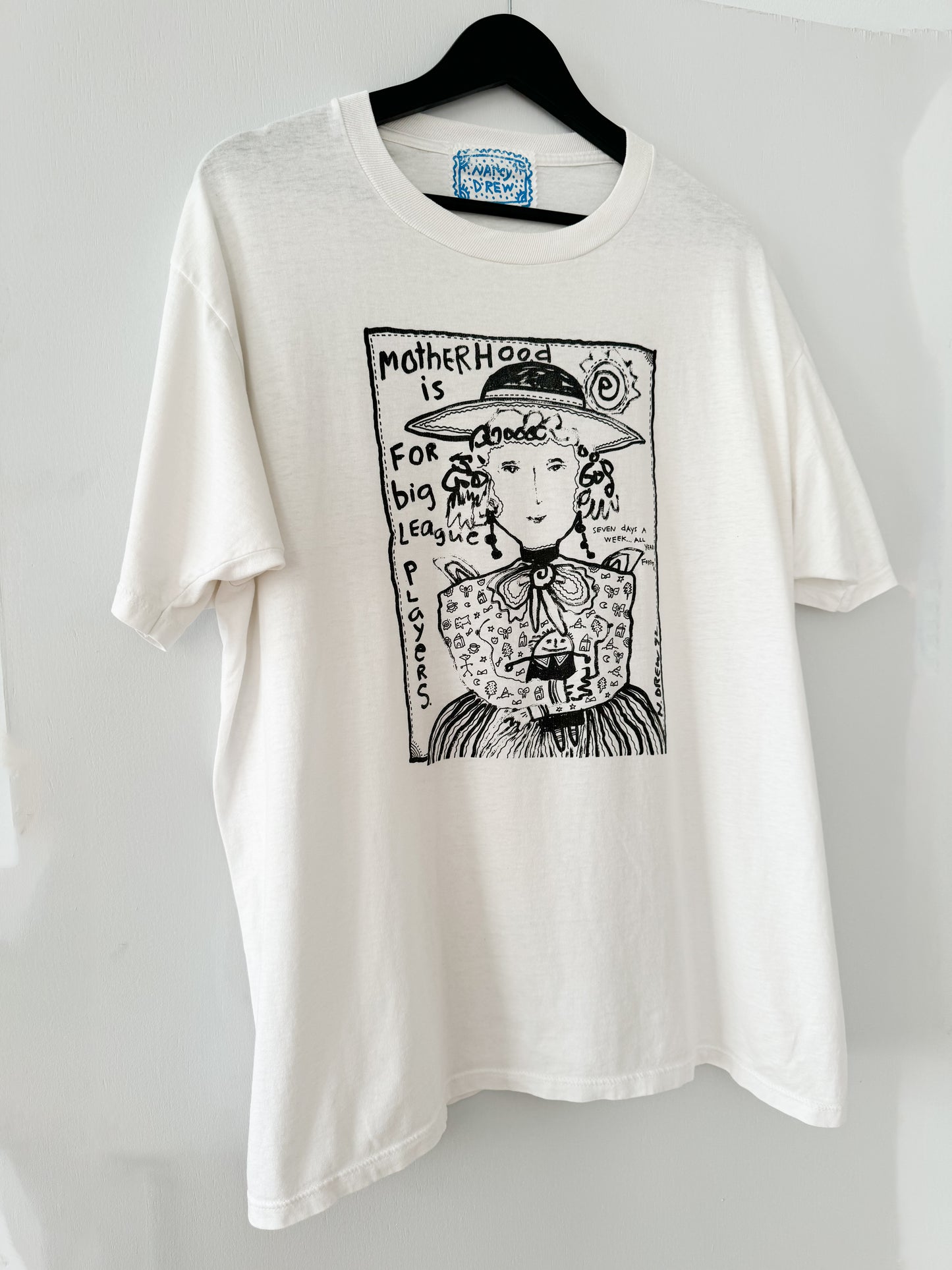 1990s Nancy Drew “Motherhood is For Big League Players” Tee , Made in U.S.A.