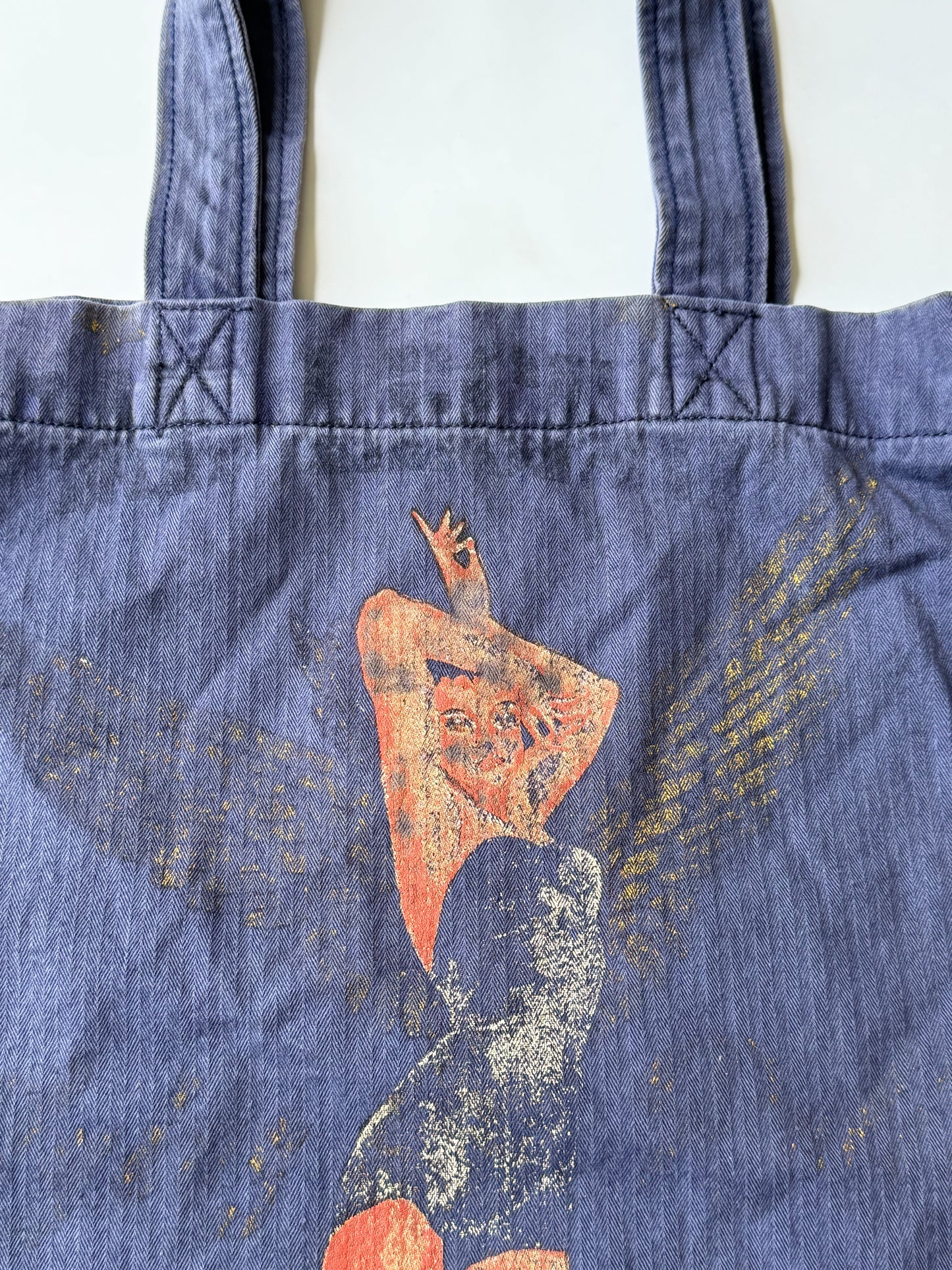 Hand made custom Tote Bag 60s Herringbone "Pin-Up Girl "