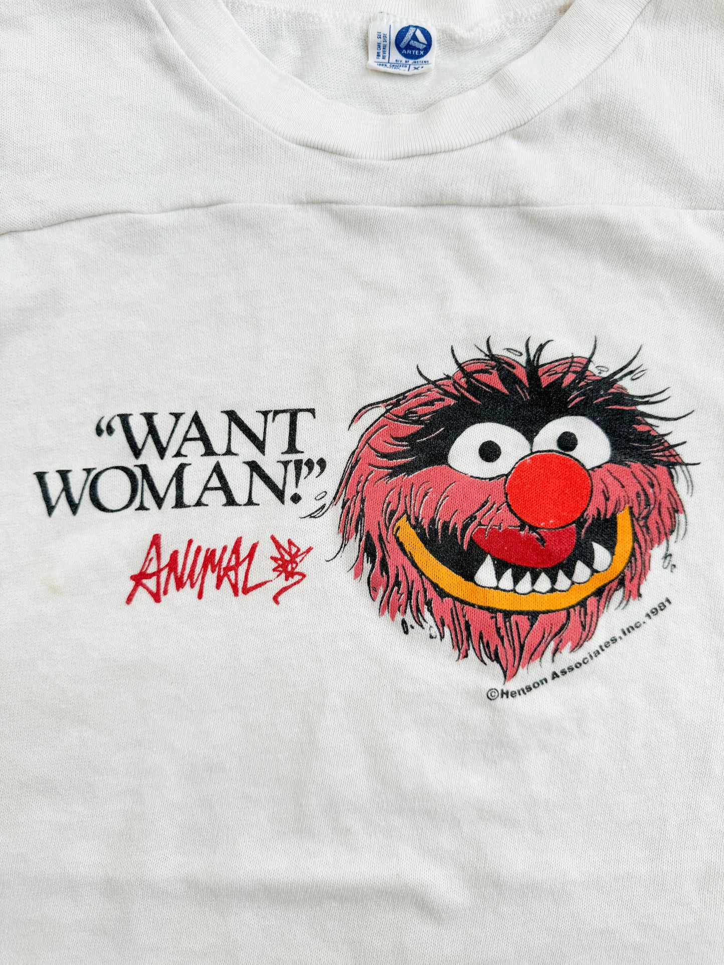 1970s Artex Muppets Animal “Want Woman!” Jersey Tee , Made in U.S.A.