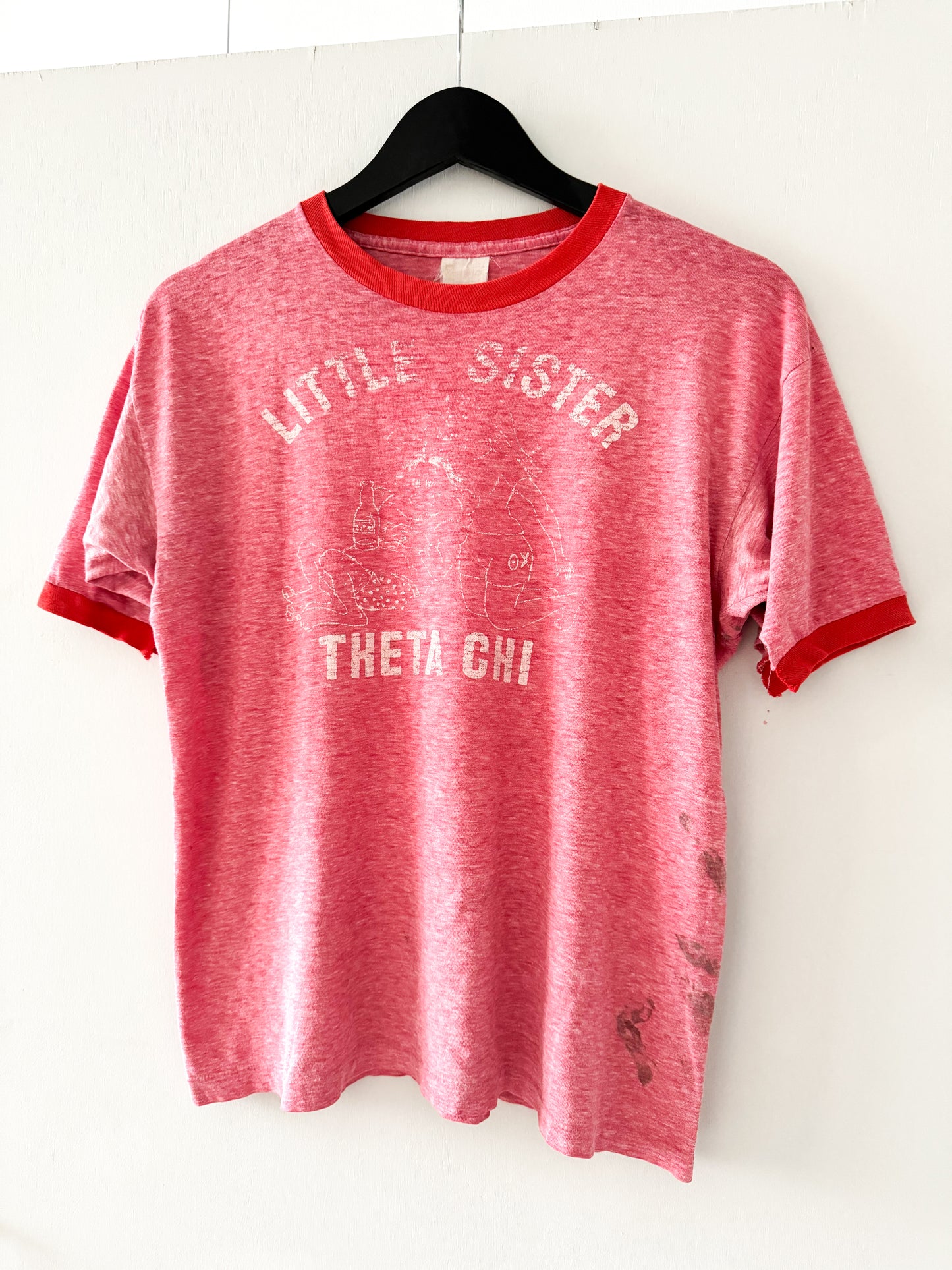 1980s Theta Chi Little Sister Ringer Tee , Made in U.S.A.