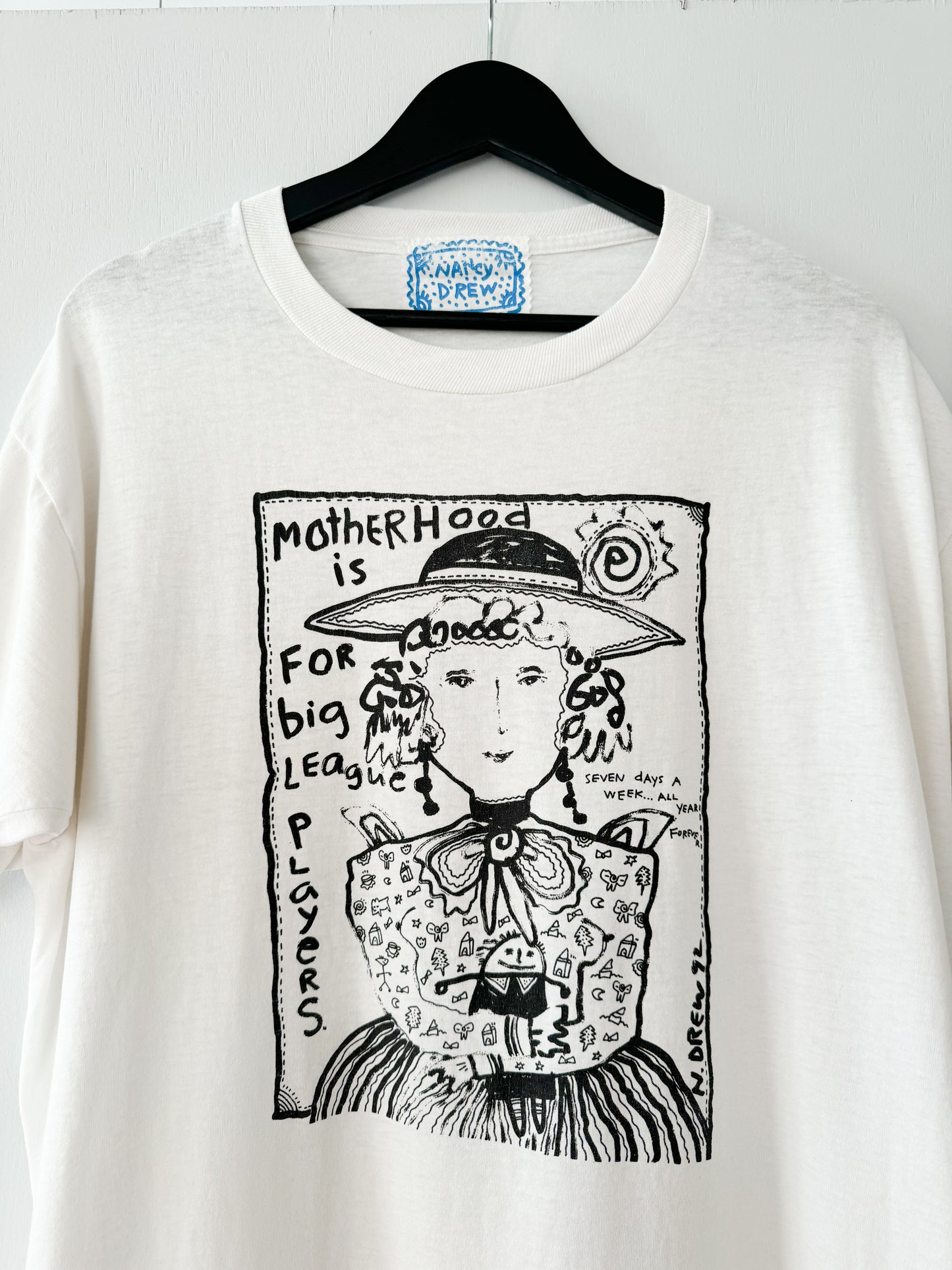 1990s Nancy Drew “Motherhood is For Big League Players” Tee , Made in U.S.A.