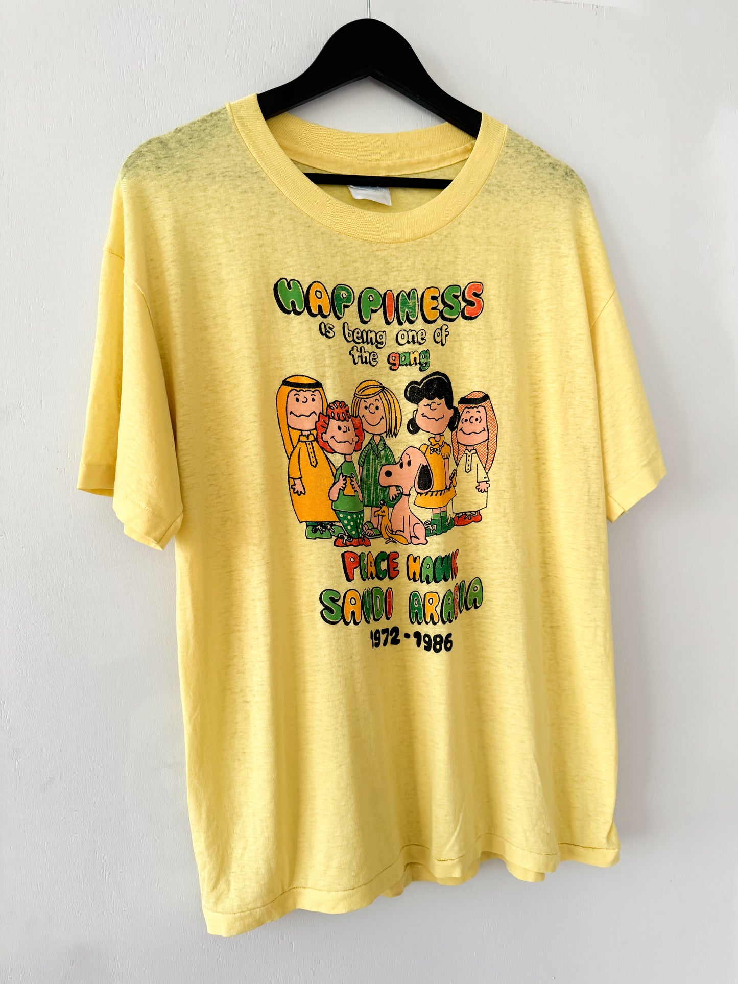 1980s Peanuts Happiness Peace Hawk Tee , Made in U.S.A.