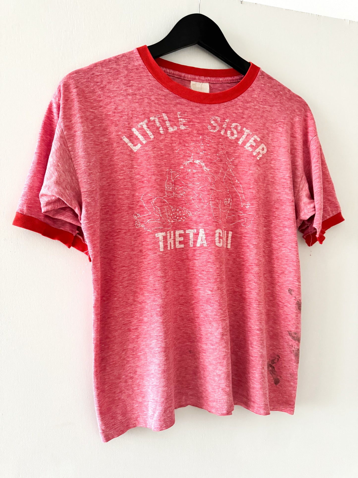 1980s Theta Chi Little Sister Ringer Tee , Made in U.S.A.