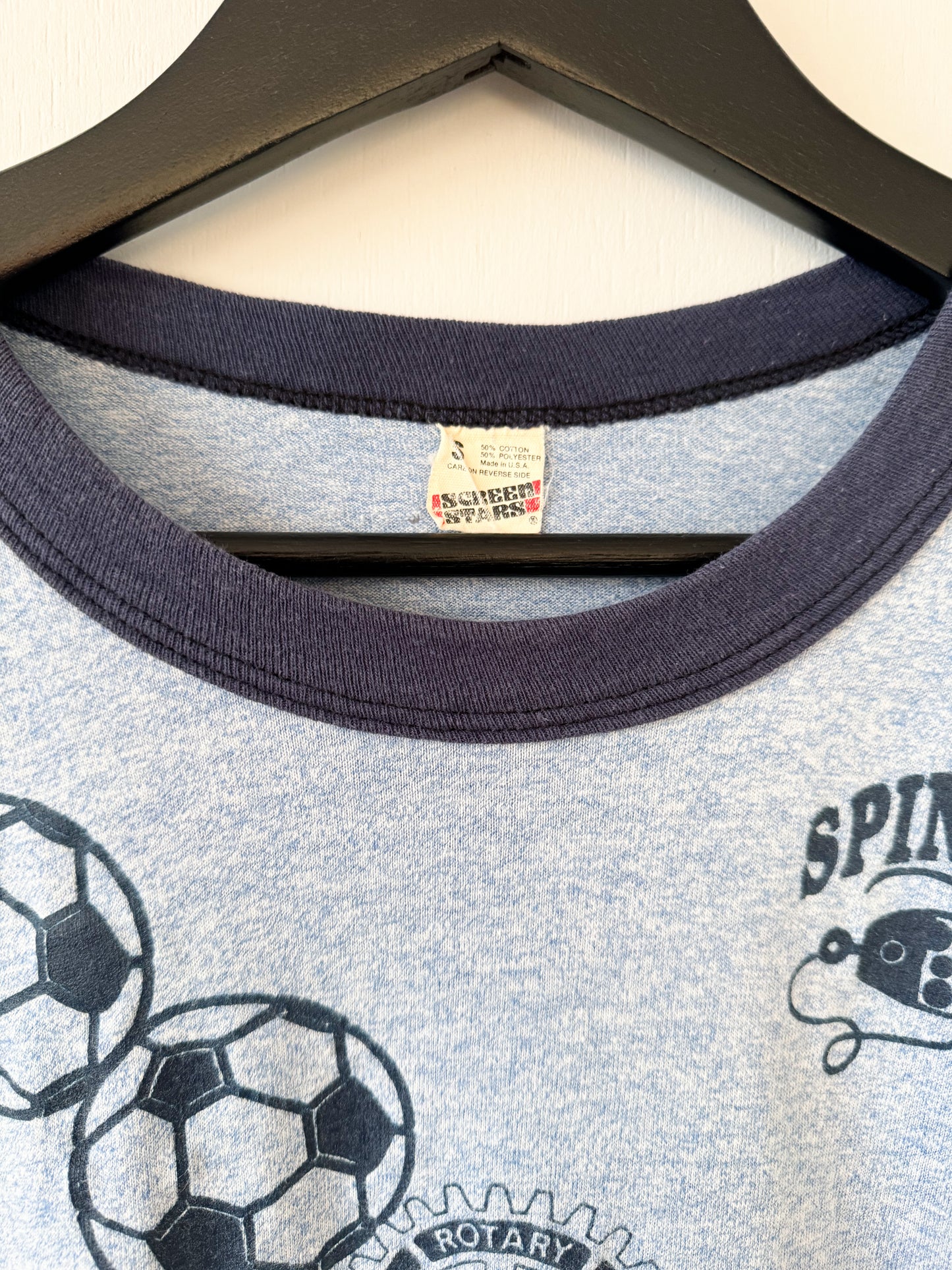 1980s Spinners Soccer Ringer Tee , Made in U.S.A.
