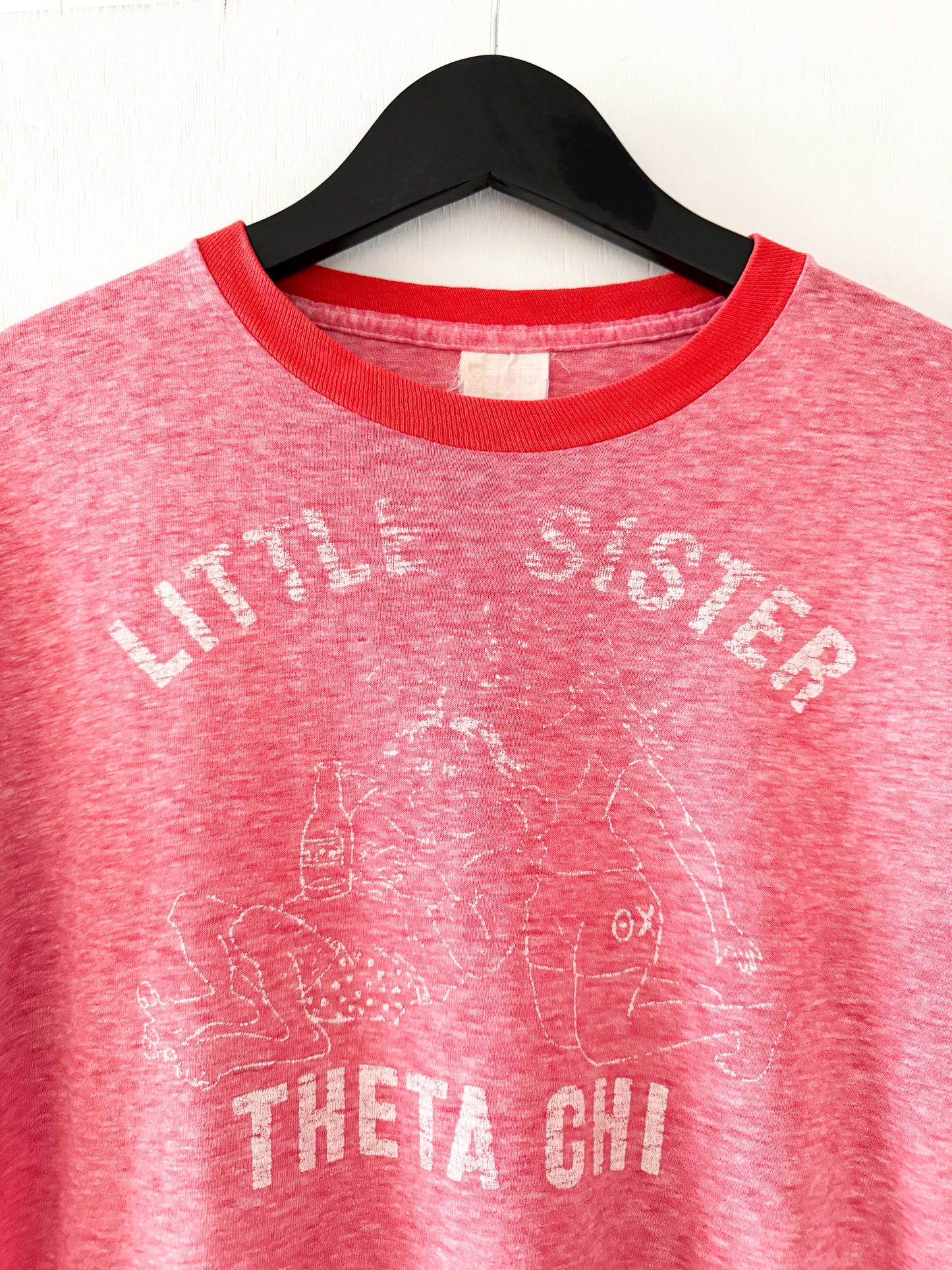 1980s Theta Chi Little Sister Ringer Tee , Made in U.S.A.