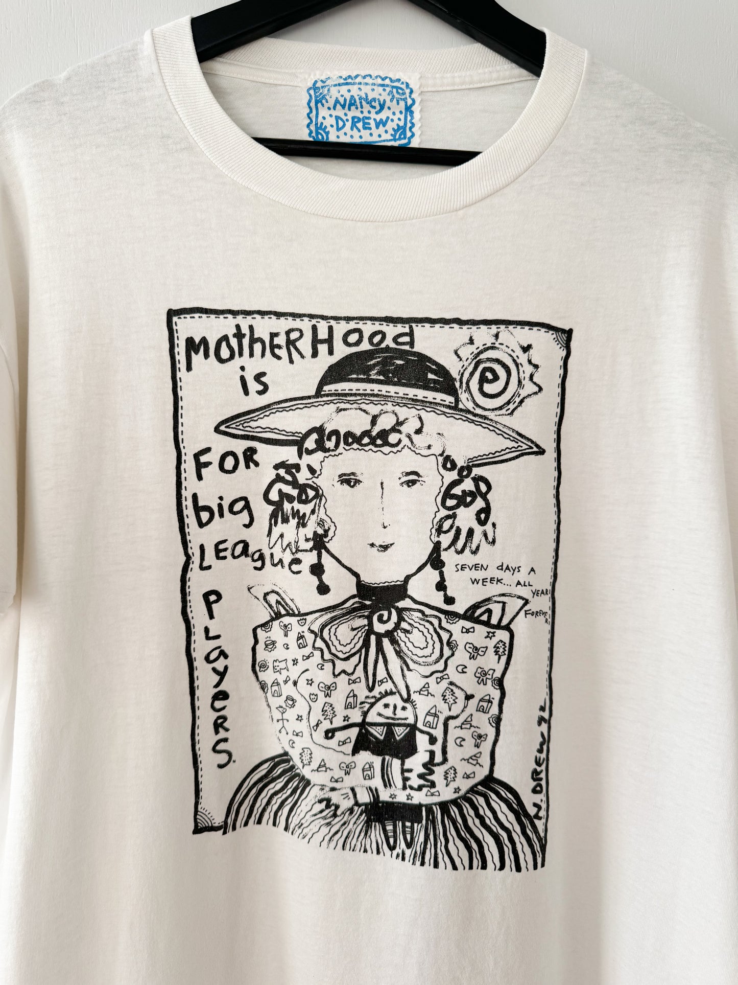 1990s Nancy Drew “Motherhood is For Big League Players” Tee , Made in U.S.A.