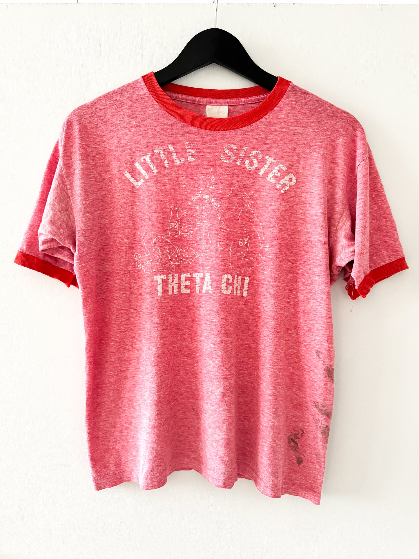 1980s Theta Chi Little Sister Ringer Tee , Made in U.S.A.