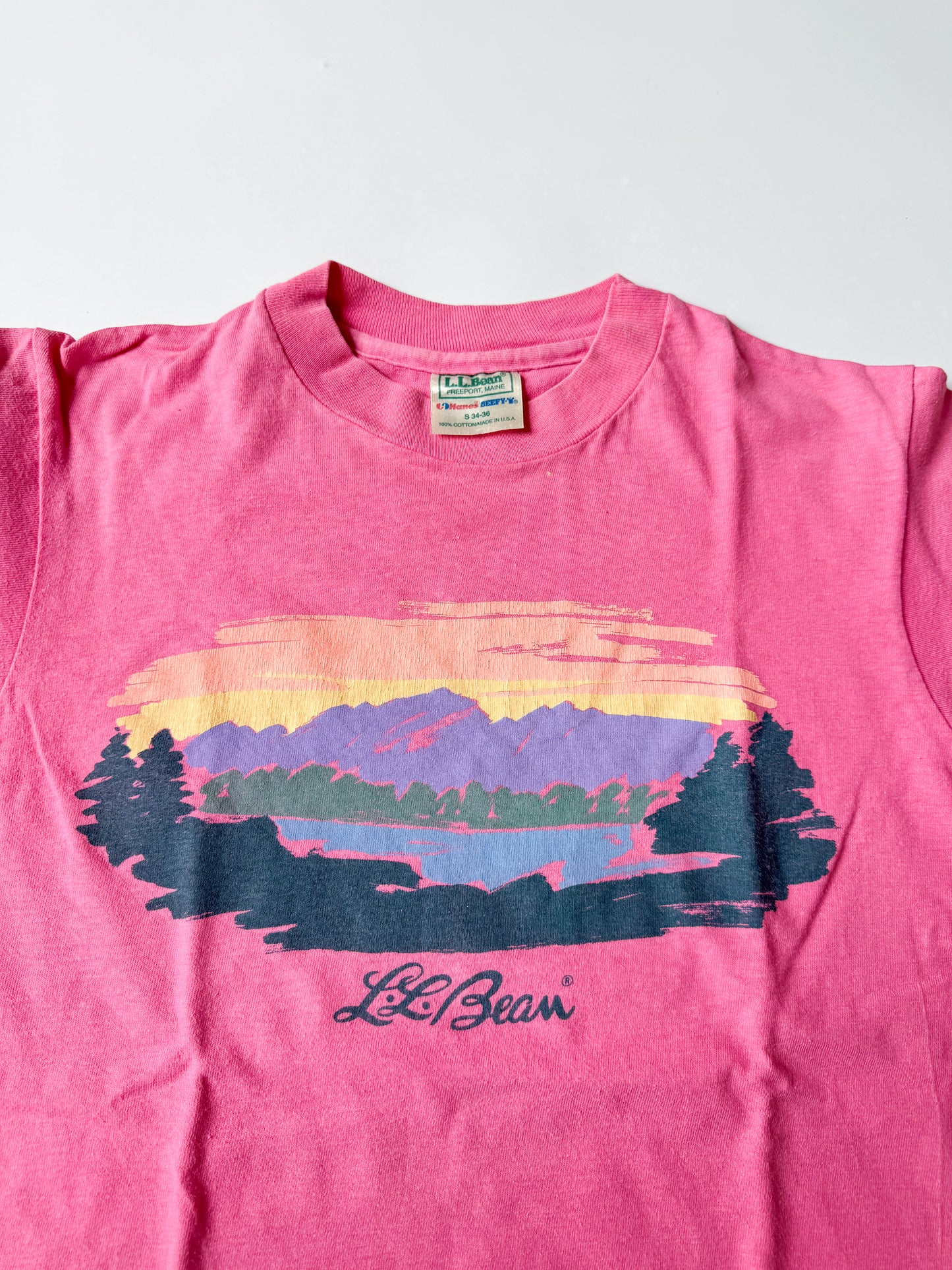80's L.L. Bean Mountain Sunset Tee , Made in U.S.A.