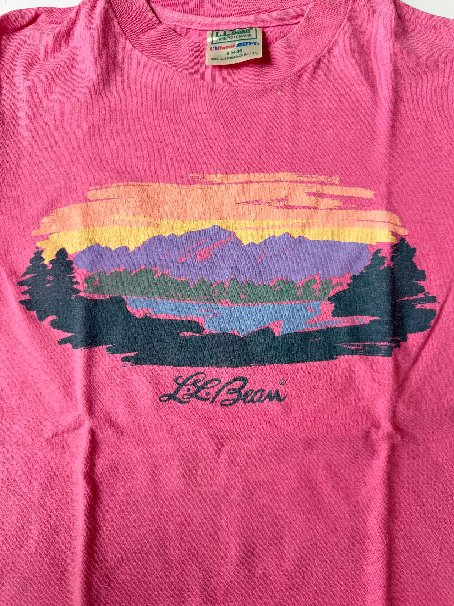 80's L.L. Bean Mountain Sunset Tee , Made in U.S.A.