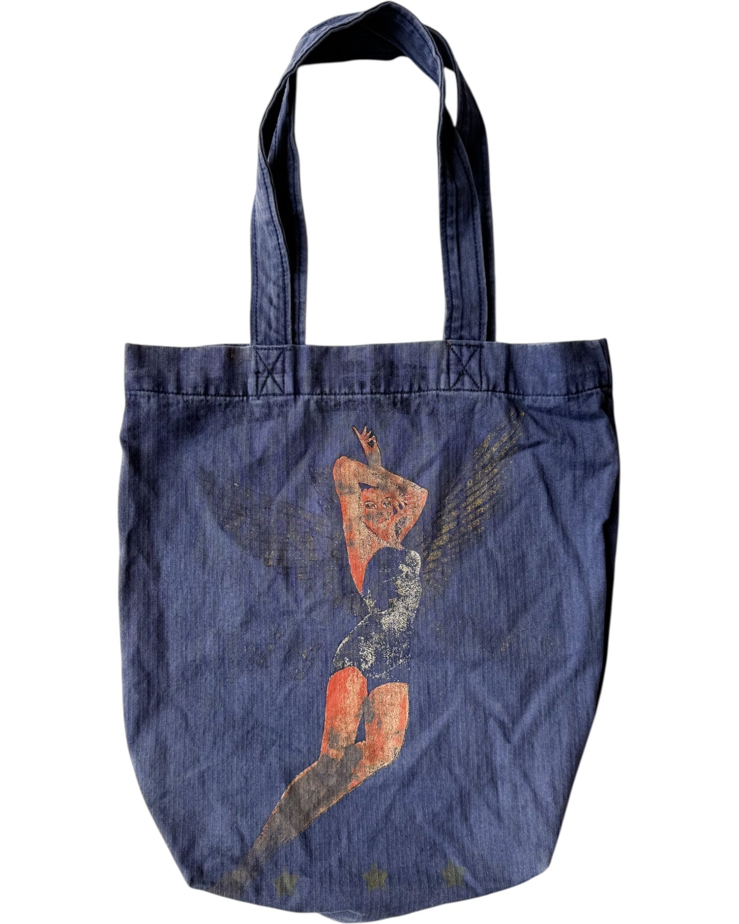 Hand made custom Tote Bag 60s Herringbone "Pin-Up Girl "