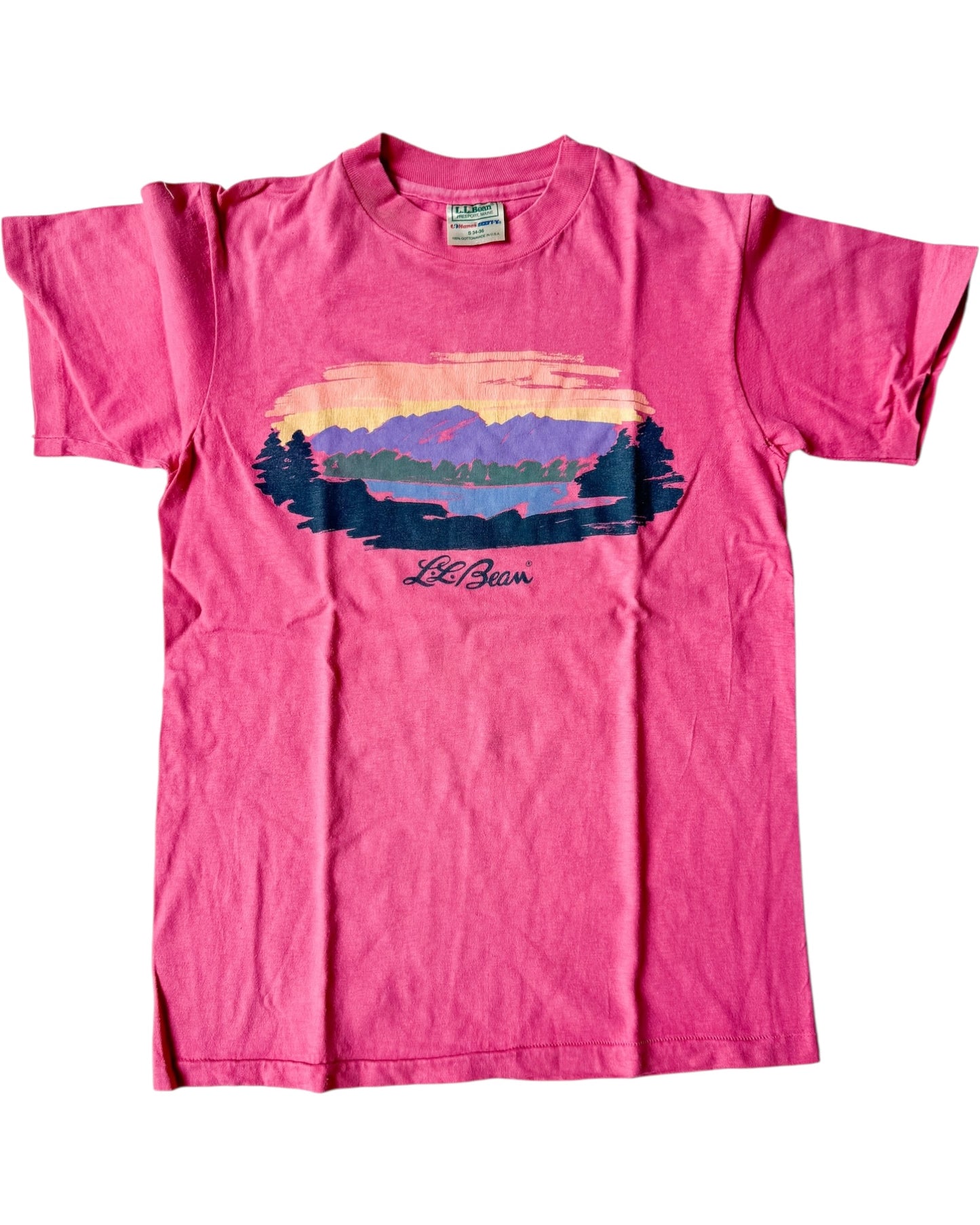 80's L.L. Bean Mountain Sunset Tee , Made in U.S.A.