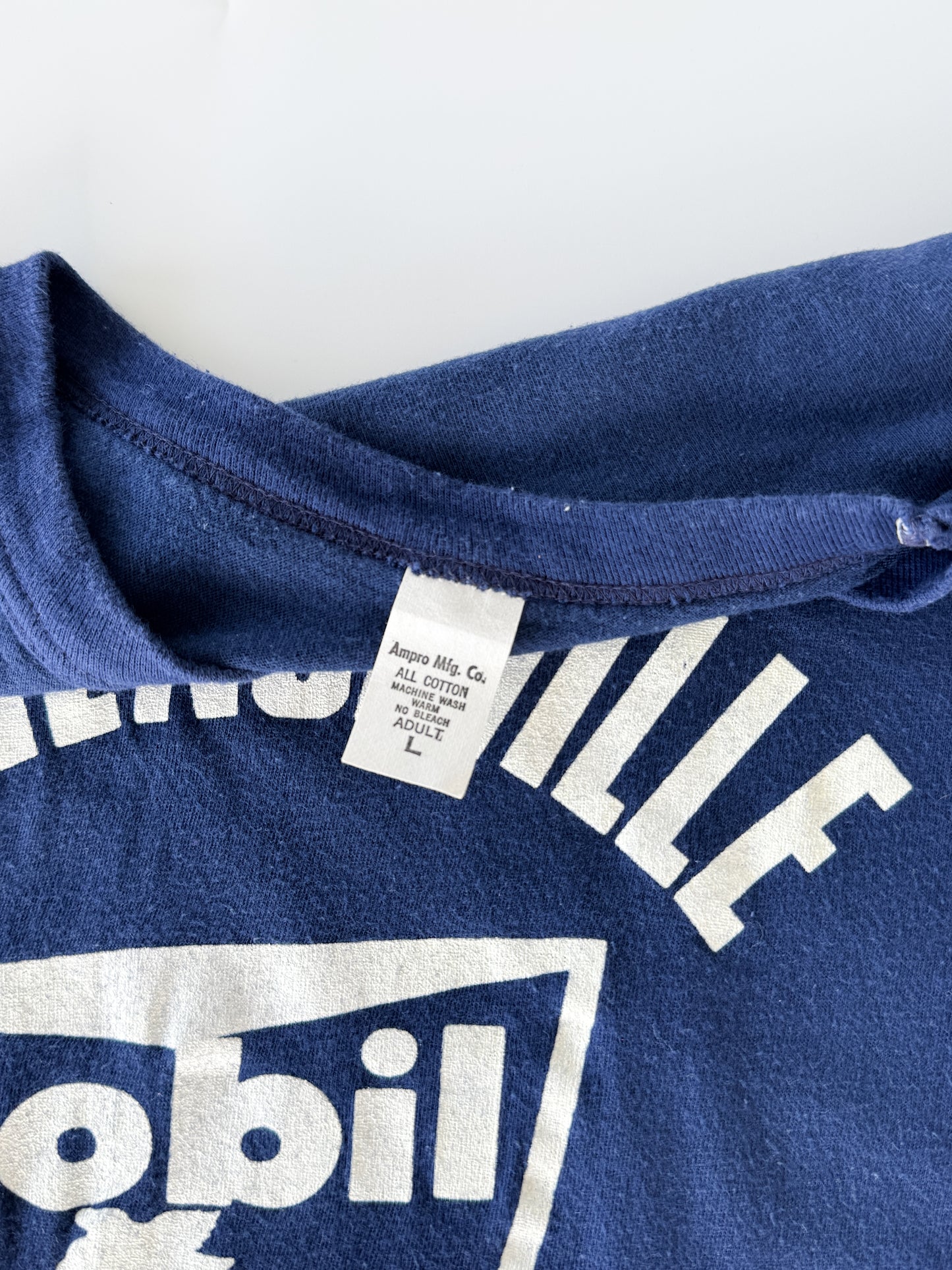 1960s–1970s Lawrenceville Mobil tee, Made in U.S.A.