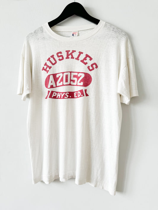 1950s Huskies Phys. Ed. Tee,Champion Running man , Made in U.S.A.