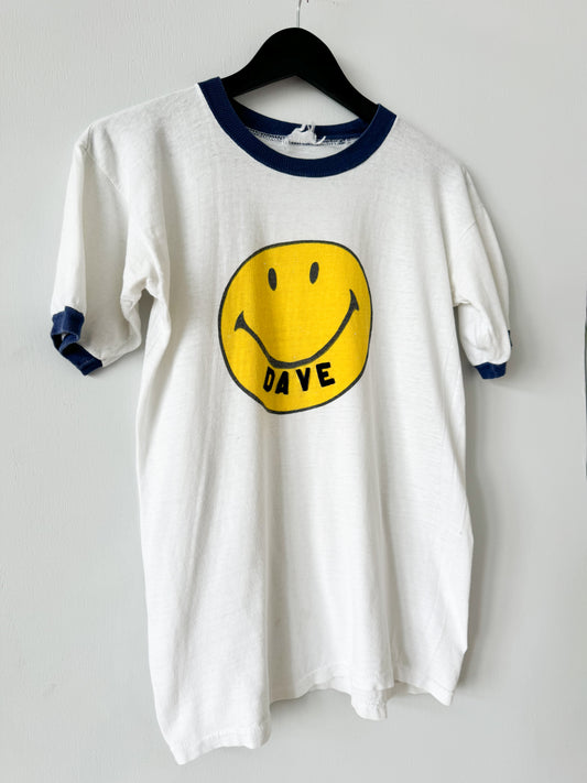 1970s Dave Smiley Ringer Tee, Made in U.S.A.