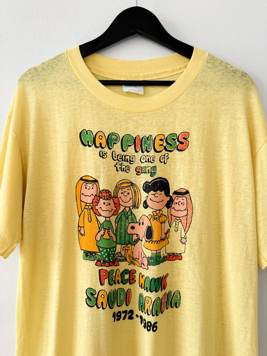 1980s Peanuts Happiness Peace Hawk Tee , Made in U.S.A.