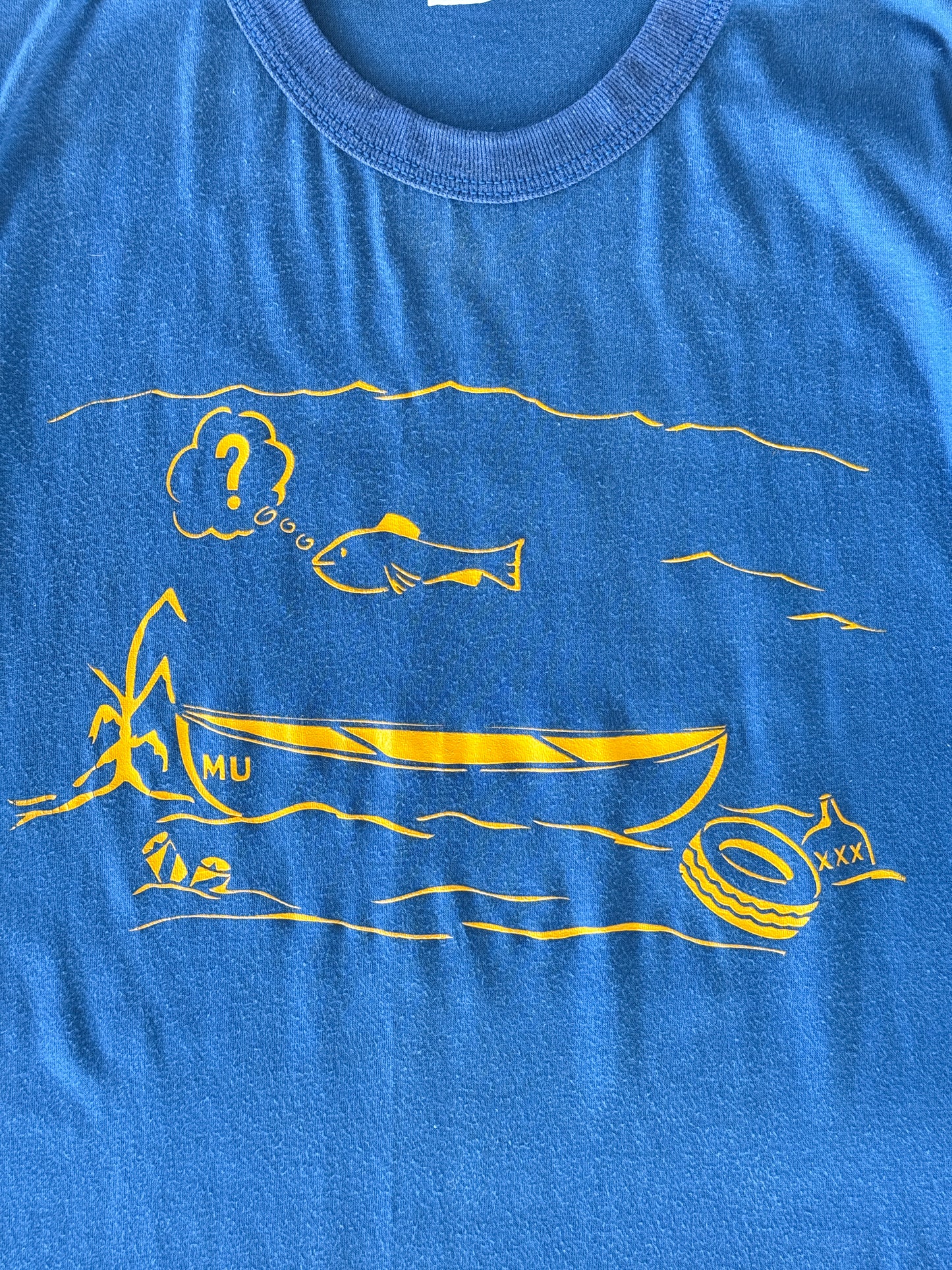1980s Canoe & Fish Print T-Shirt , Made in U.S.A.