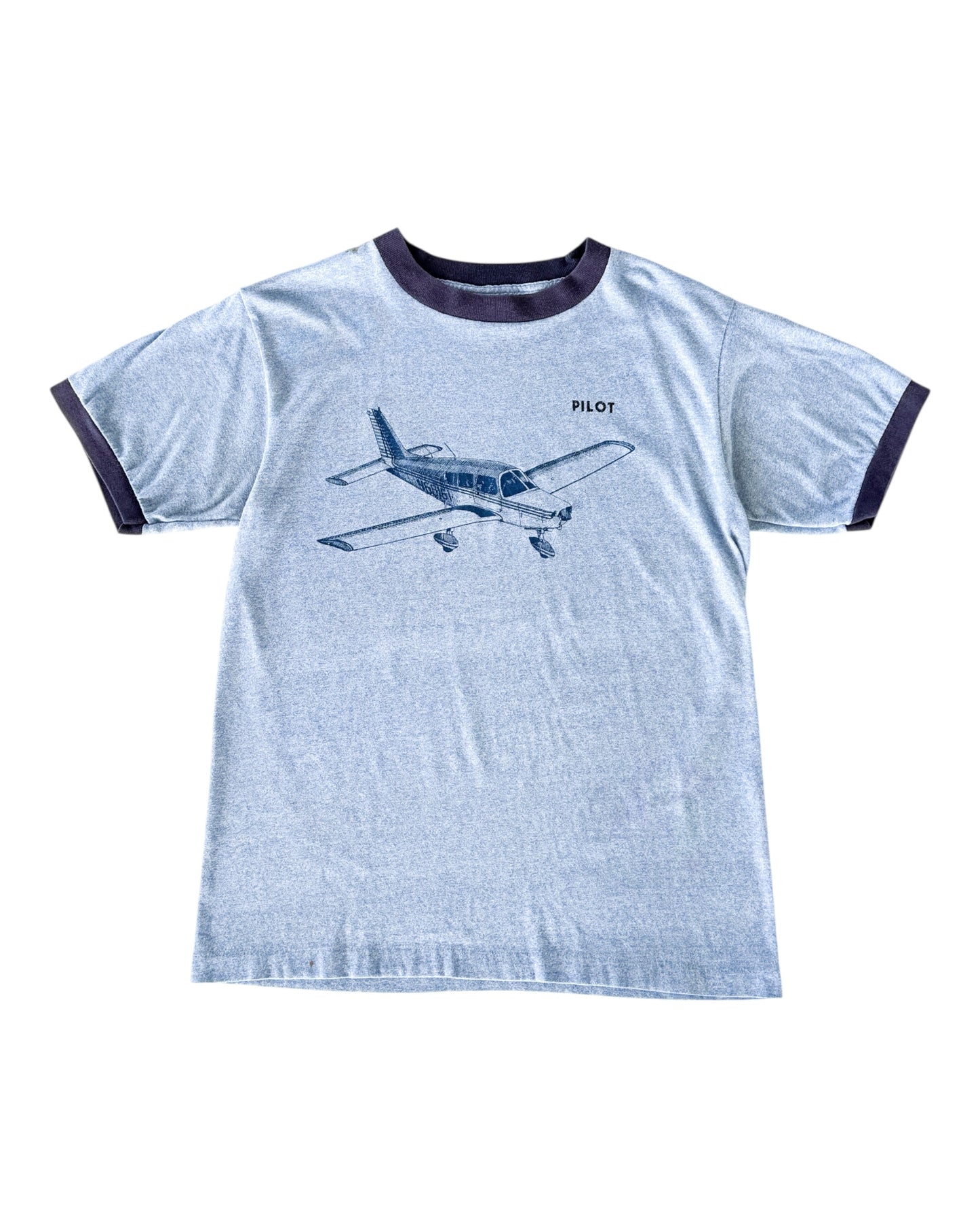 1980s Pilot Airplane Ringer T-Shirt , Made in U.S.A.