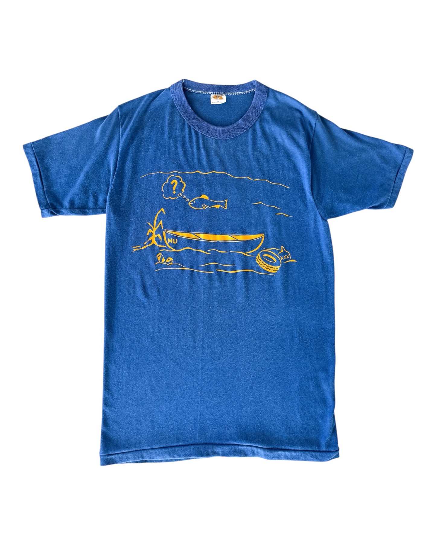 1980s Canoe & Fish Print T-Shirt , Made in U.S.A.